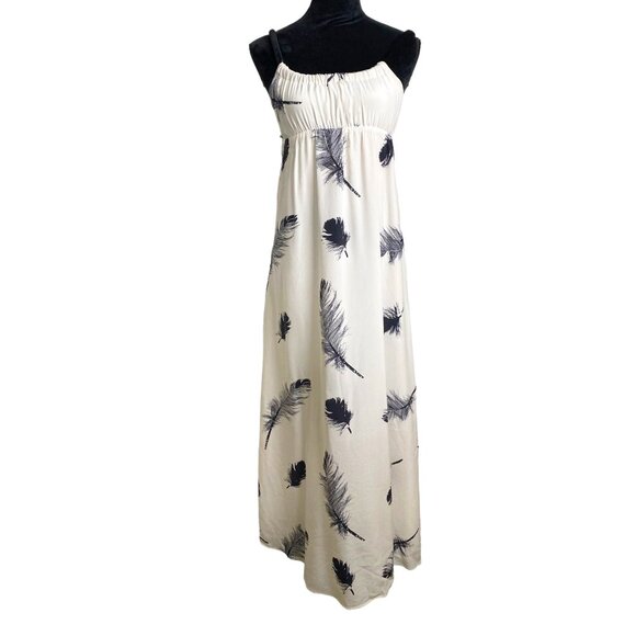 Corey Lynn Calter Womens Cream and Black Print Silk Maxi Dress Size 4 Fairy Y2K - Picture 1 of 8